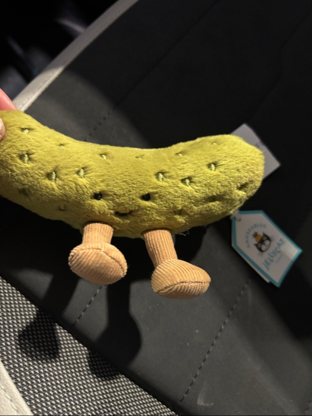 Jellycat's amusable Green Pickle plush with Corduroy Legs